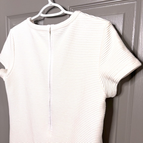 Vineyard Vines Ottoman Textured Ribbed Ivory Shift Dress M Short Sleeves - Picture 8 of 11